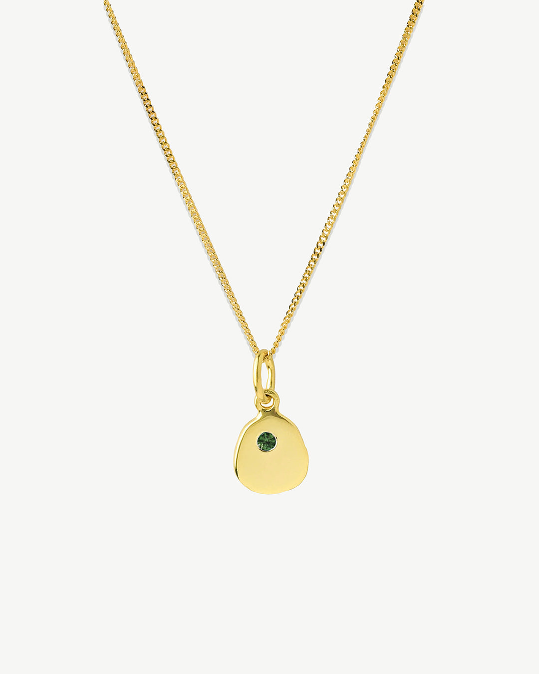 Colar com pingente em prata 925 com banho de ouro 18K e zircónia cúbica verde.