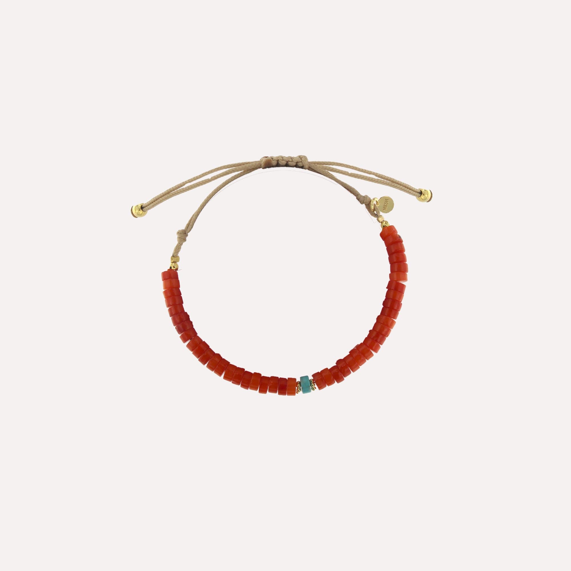 Pulseira em corda com pedras coloridas
