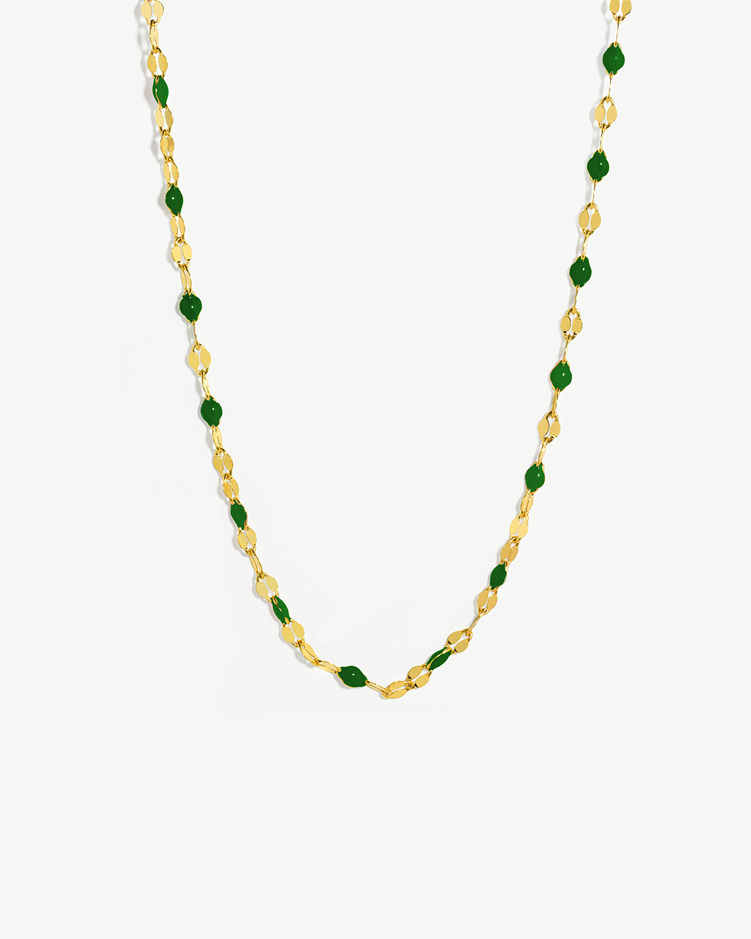 Colar malha coffee em prata 925 com esmalte colorido.