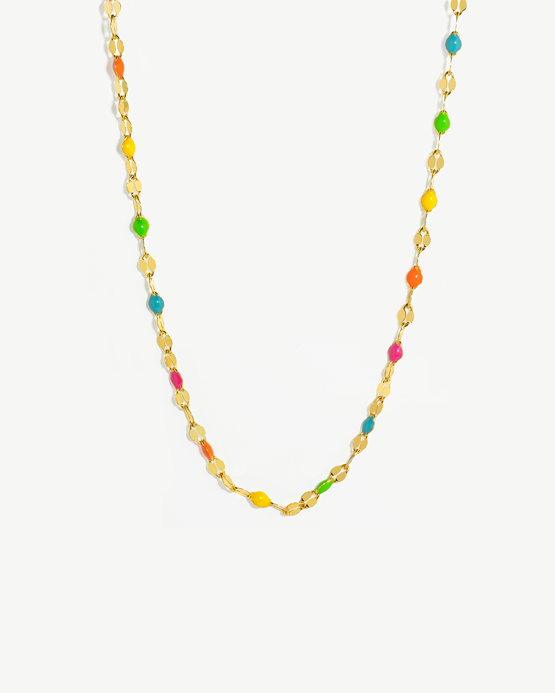 Colar malha coffee em prata 925 com esmalte colorido.