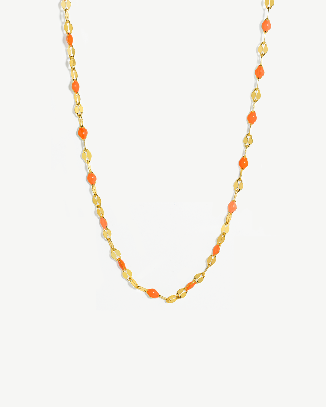 Colar malha coffee em prata 925 com esmalte colorido.