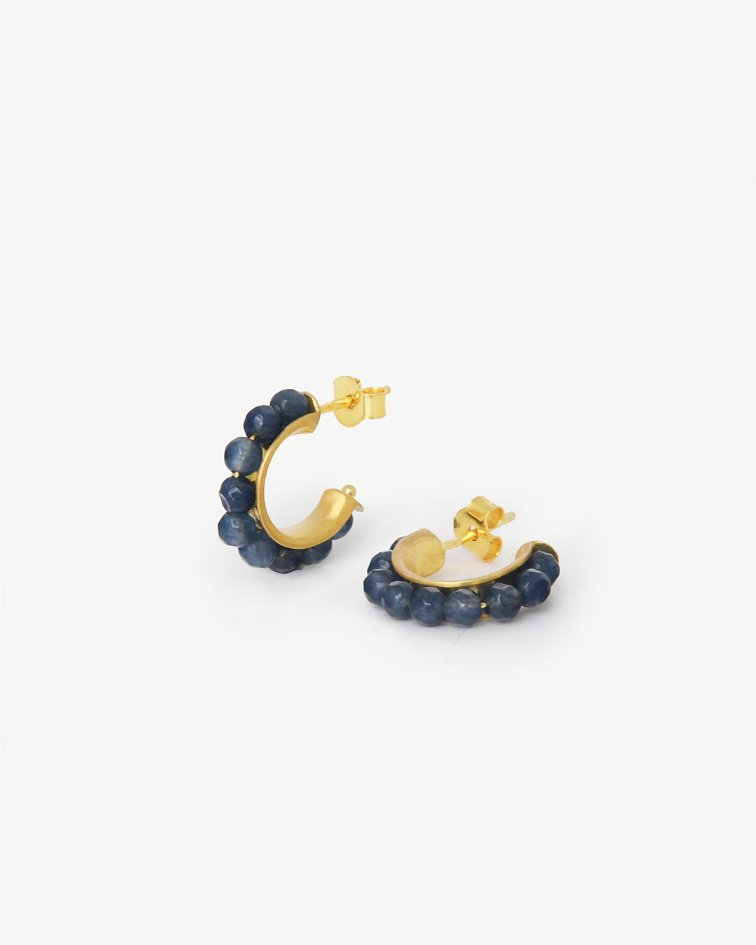 Argolas em prata 925 com banho de ouro 18K e pedras naturais coloridas