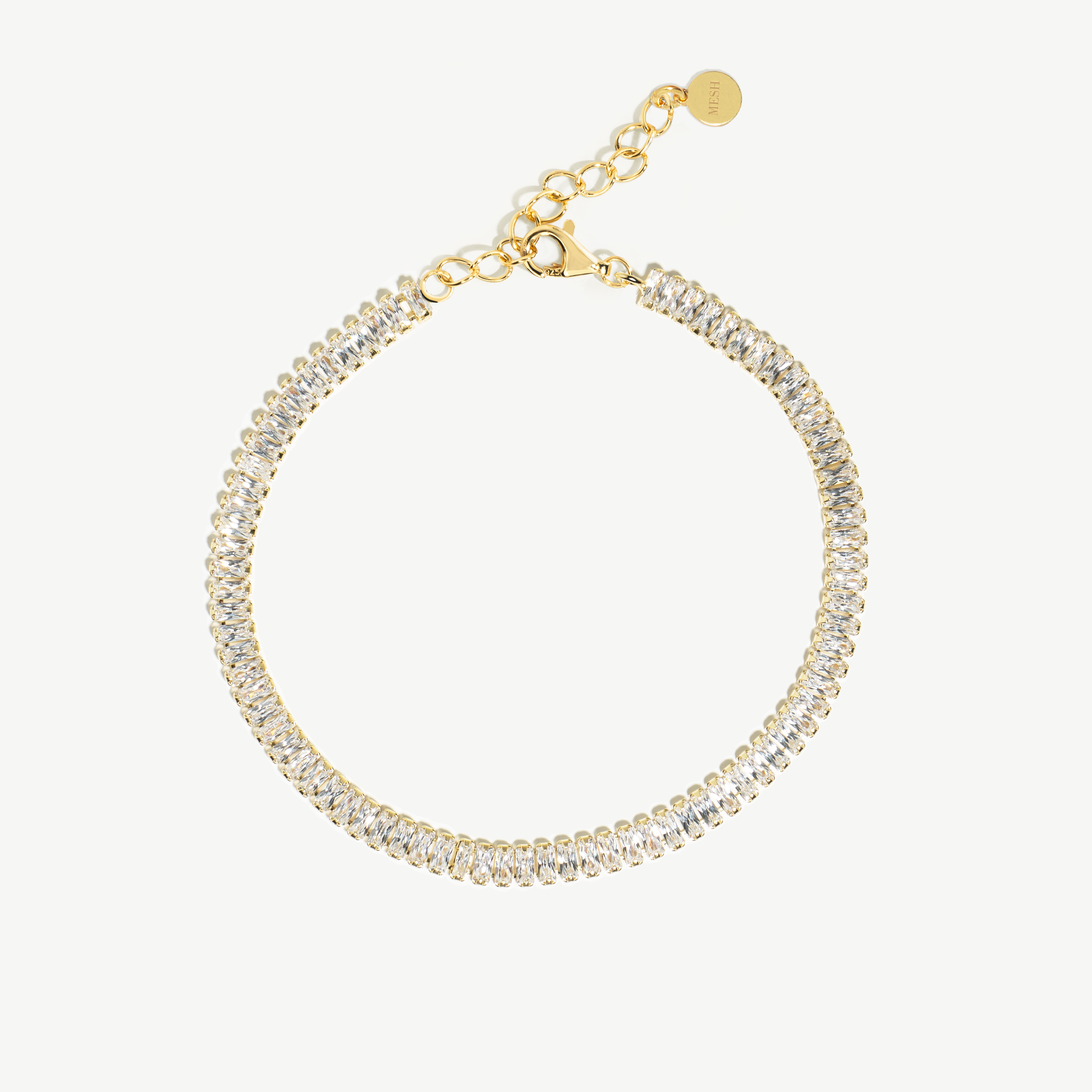 Pulseira tennis em prata 925 com banho de ouro 18K e zircónias cúbicas.