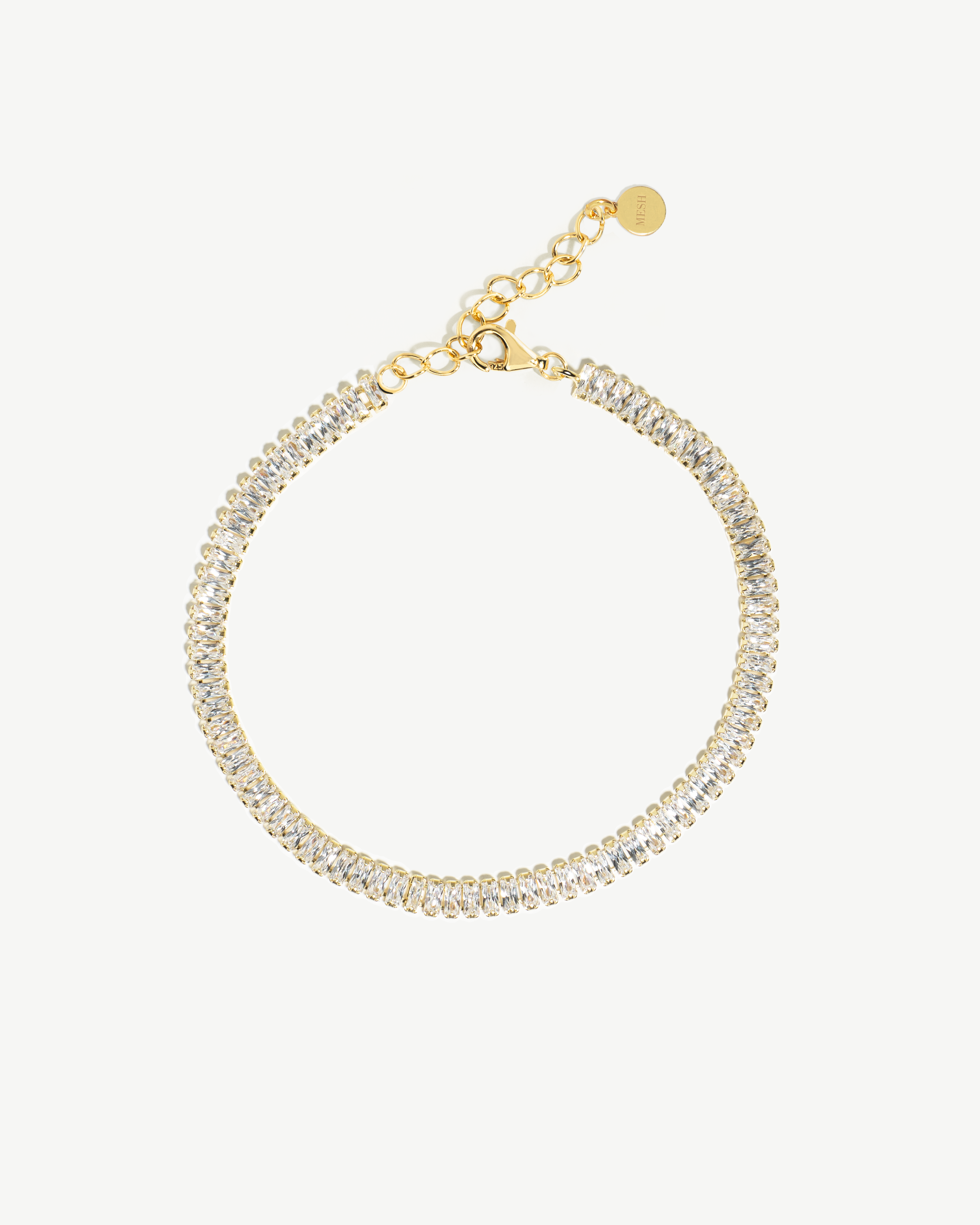 pulseira em malha de prata com zirconias brancas