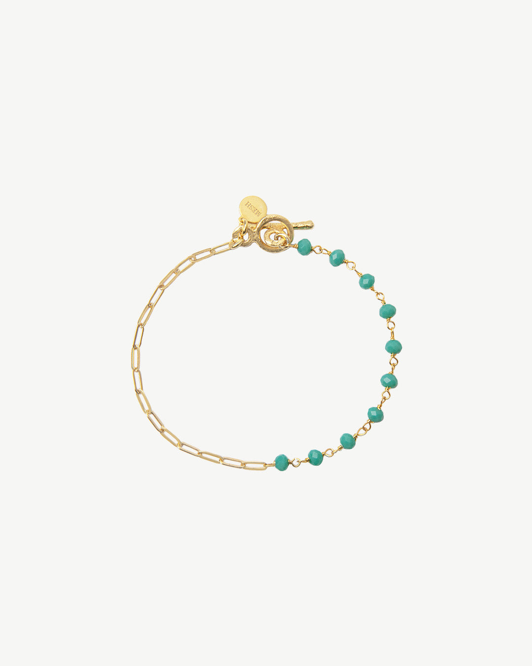 Pulseira em prata dourado com pedras