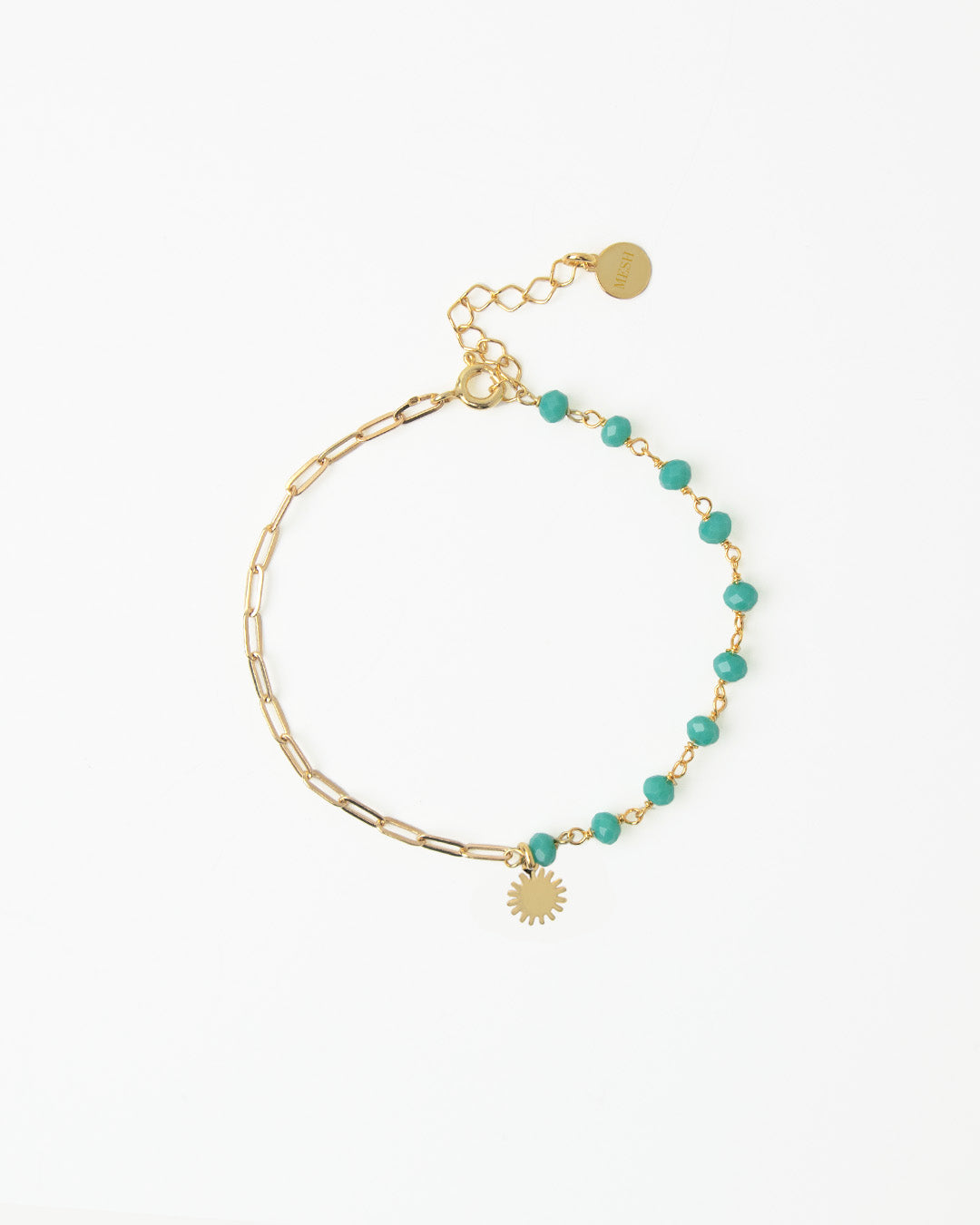 Pulseira em prata dourado com pedras turquesa