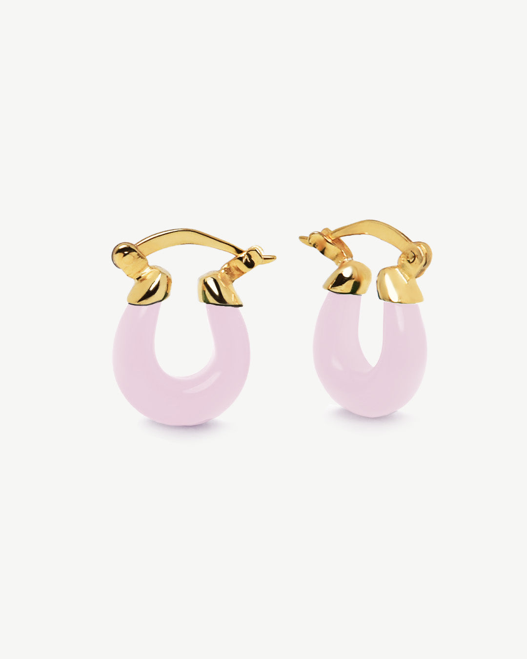 Argolas em prata 925 com banho de ouro 18K e meia lua em pedra hidrotermal colorida.