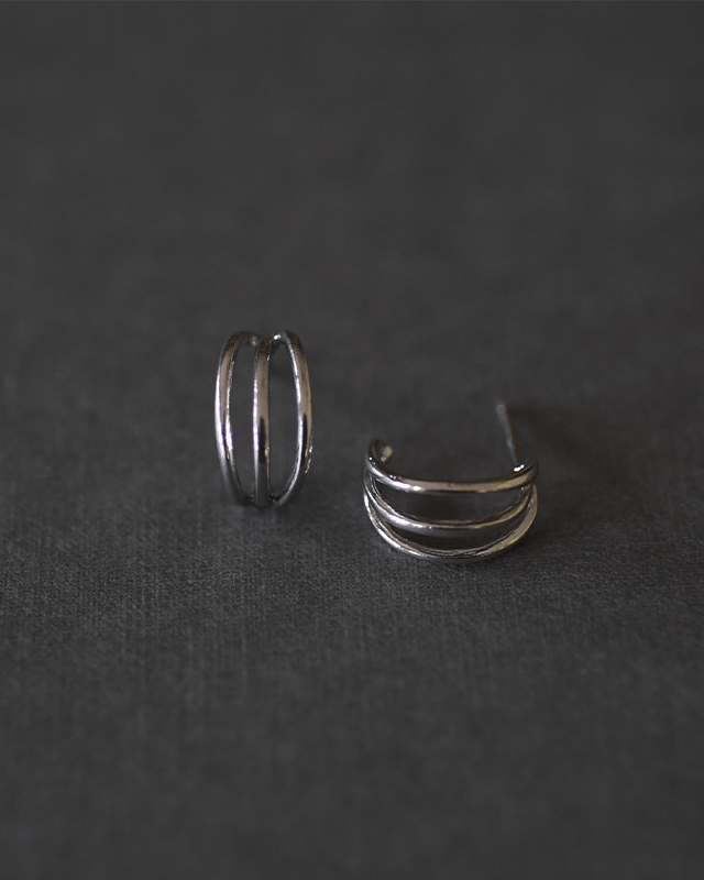 Argolas triplas em prata 925 e banho de ouro 18K ou ródio