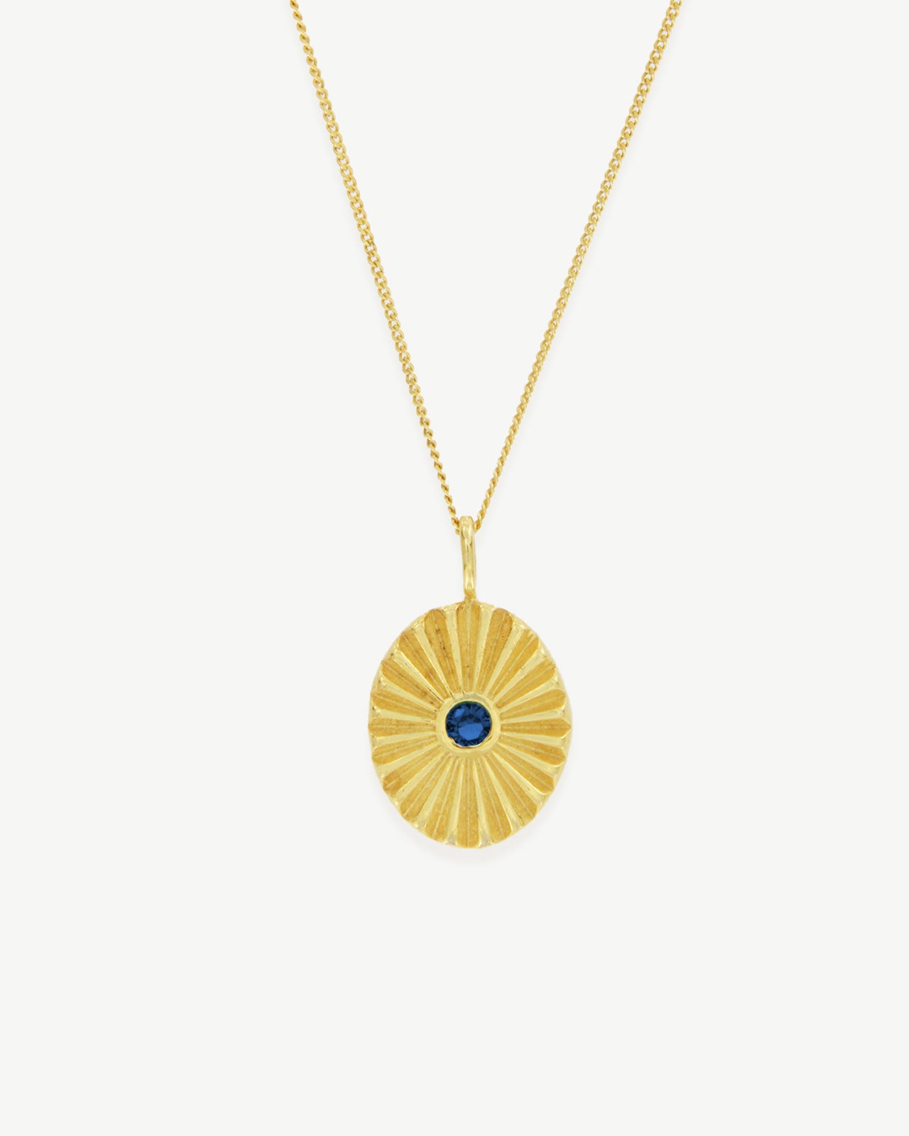 Colar dourado com pendente em prata 925 com banho de ouro 18K e zircónia azul