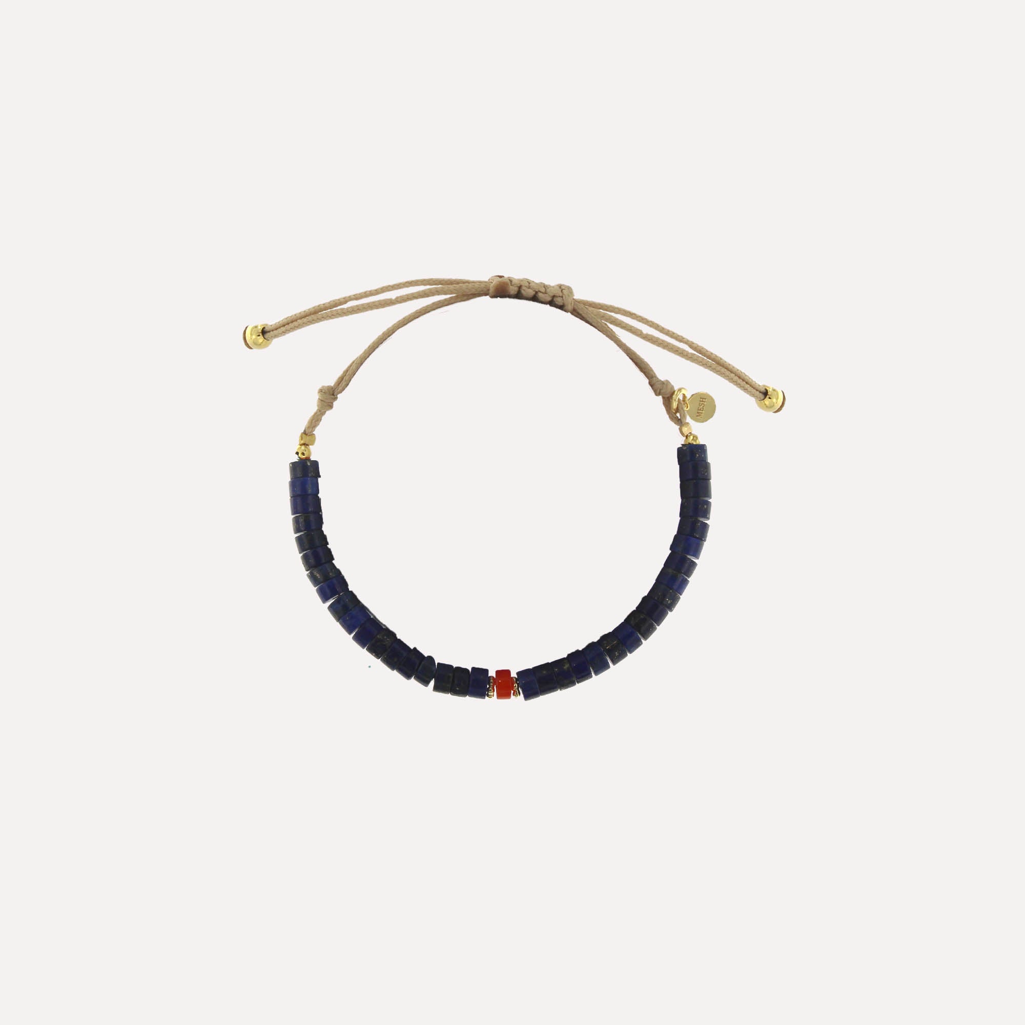 Pulseira em corda com pedras coloridas