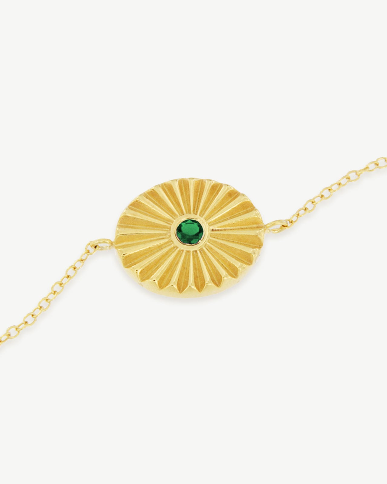 Pulseira dourada em prata 925 com banho de ouro e zircónia verde