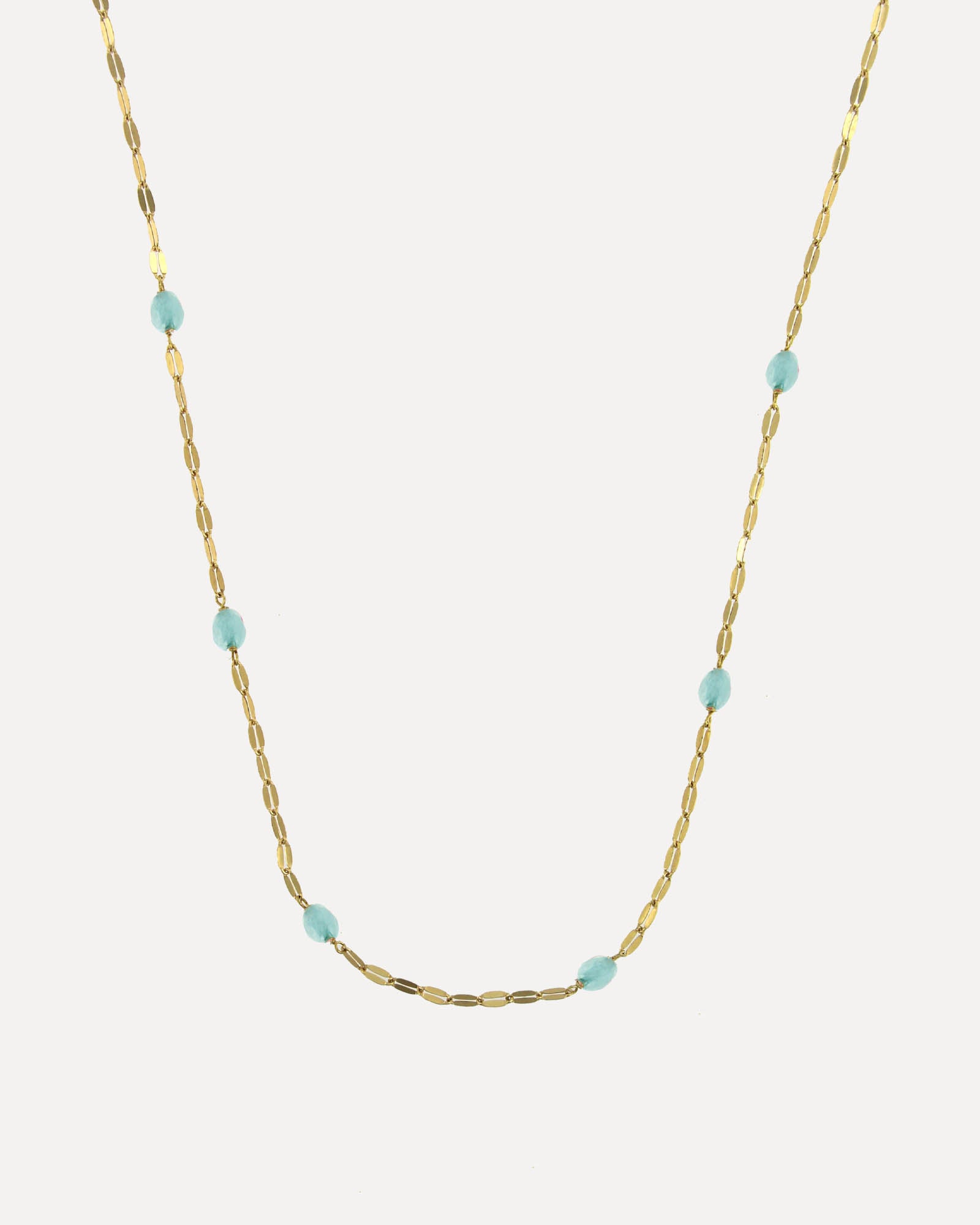 Colar malha coffee com pedras coloridas