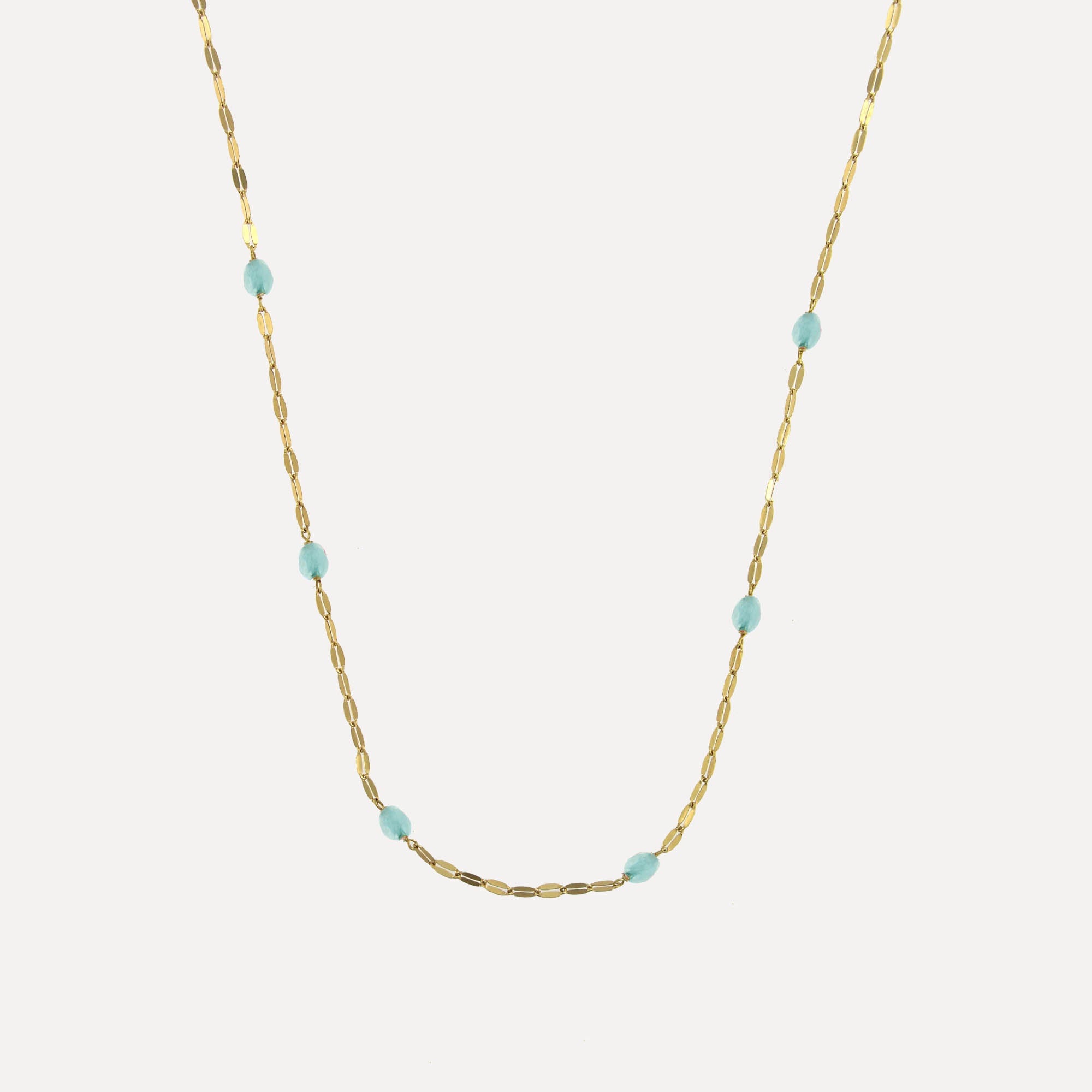 Colar malha coffee com pedras coloridas