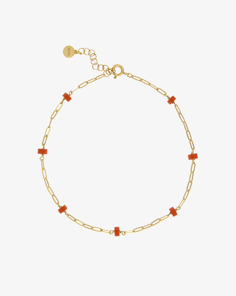 Pulseira para pé em prata e pedras coloridas