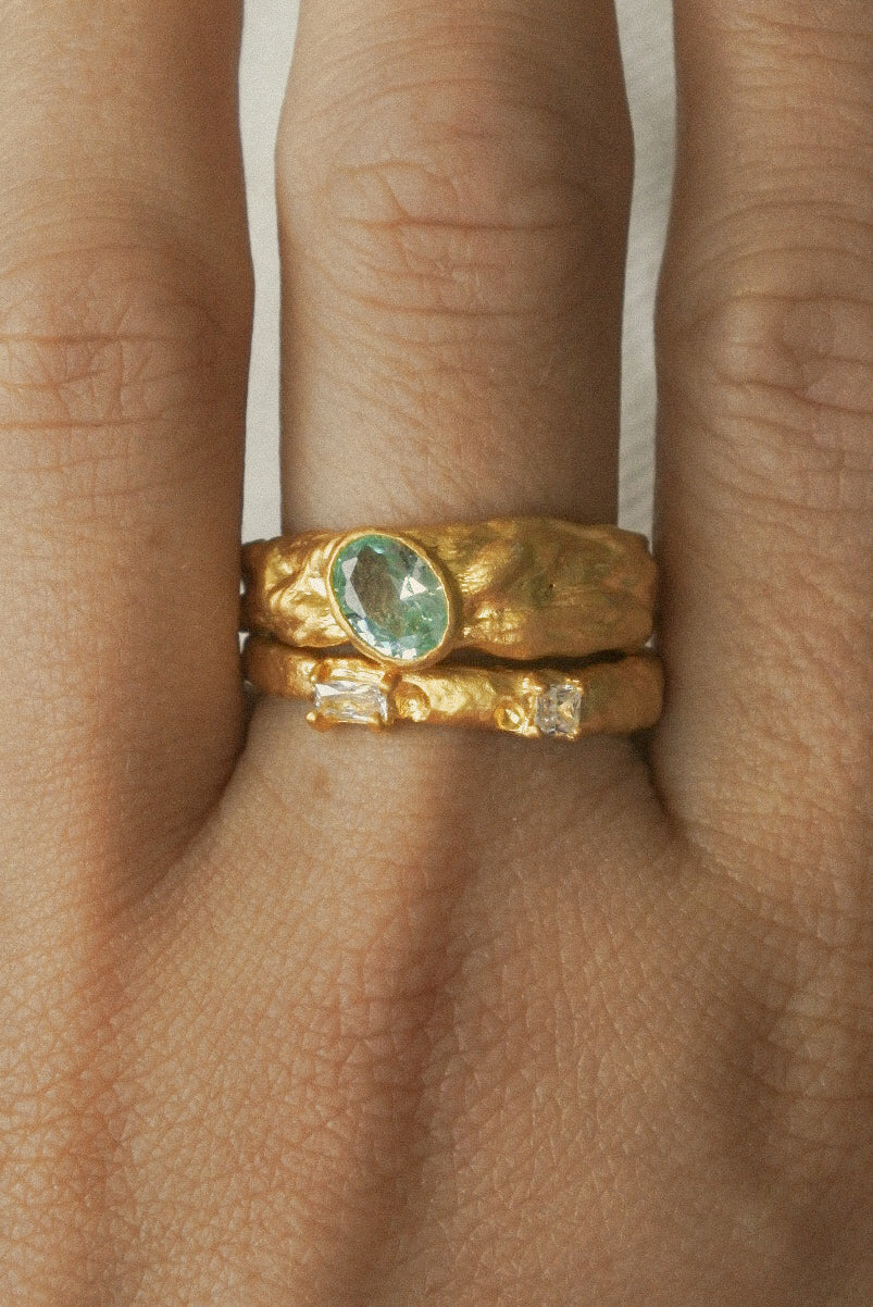 Aneis em prata 925 com zircónias