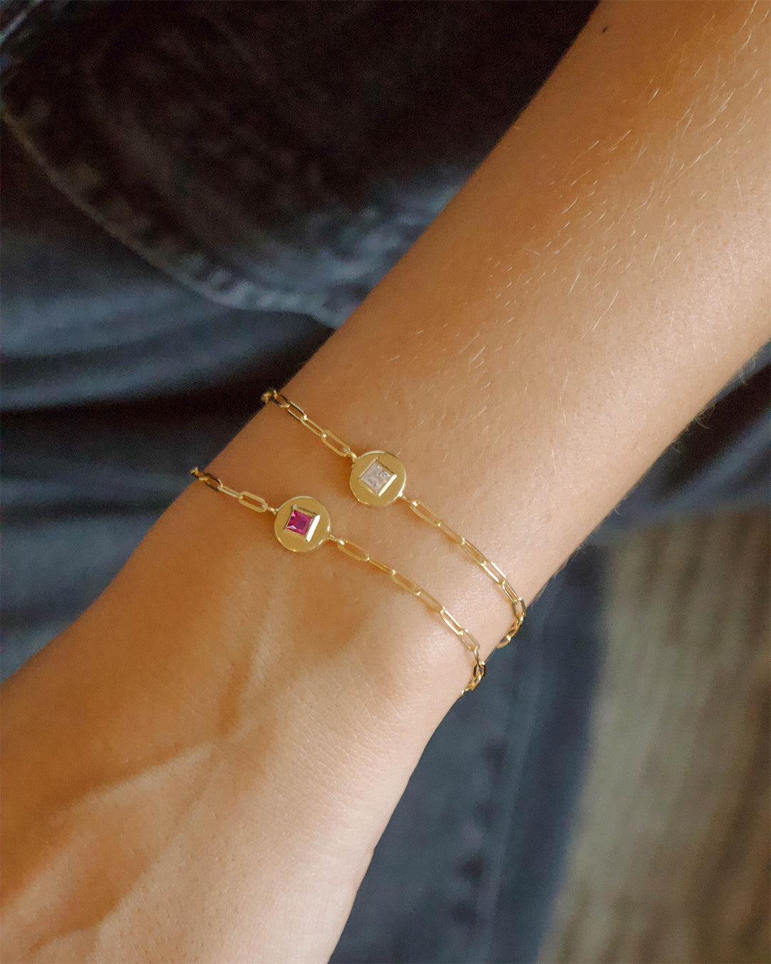 Pulseiras Sophie em prata 925 com banho de ouro 18K e zircónias cúbicas em modelo