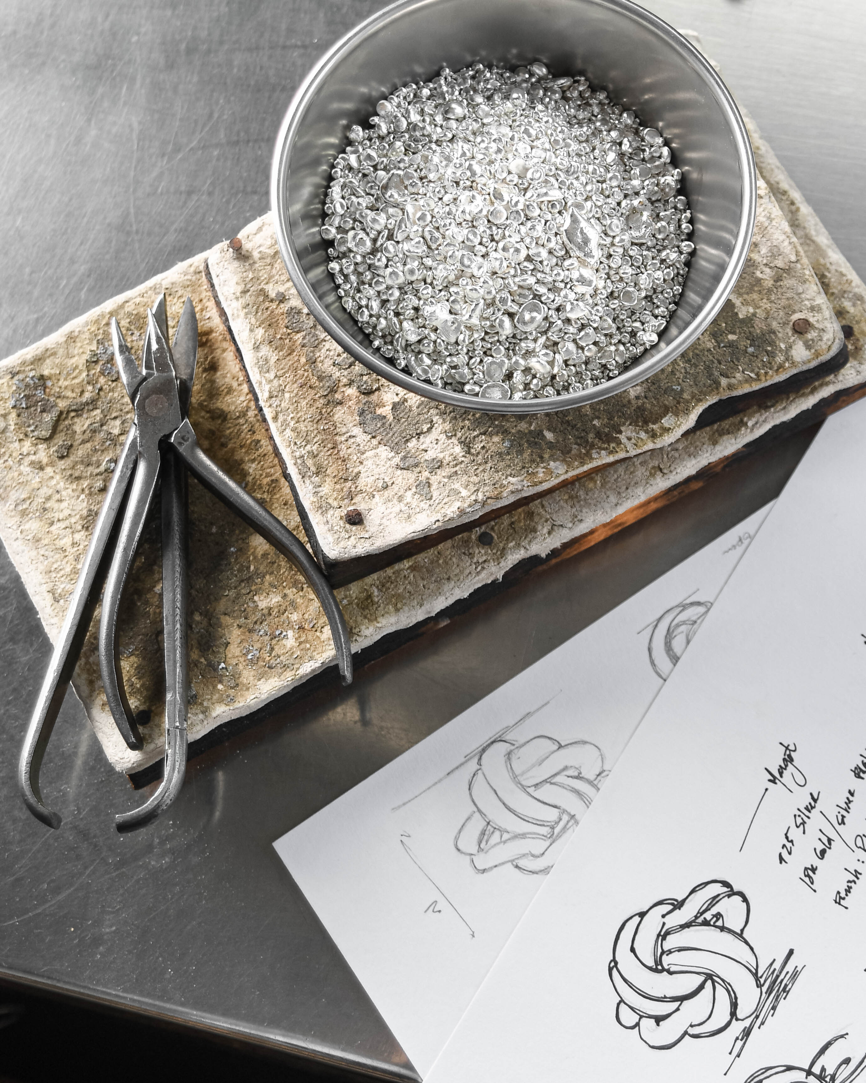 Produção jóias MESH com prata 925.