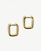 Argolas retangulares em prata 925 com banho de ouro 18K.