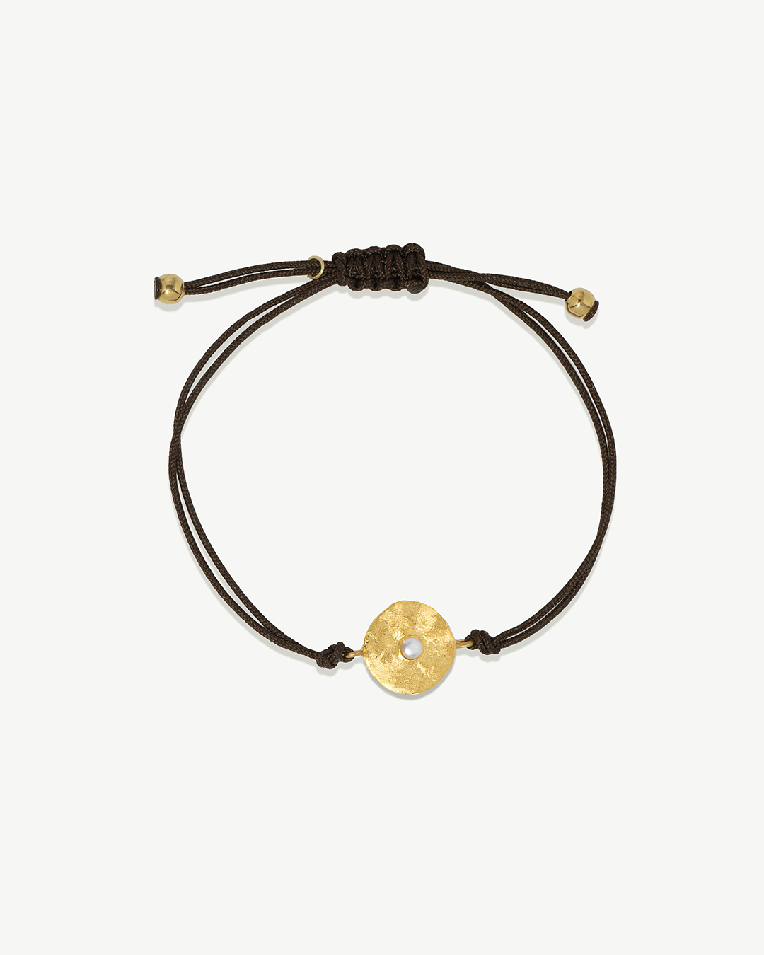 Pulseira ajustável com pormenor em prata 925 com banho de ouro 18K e pérola.