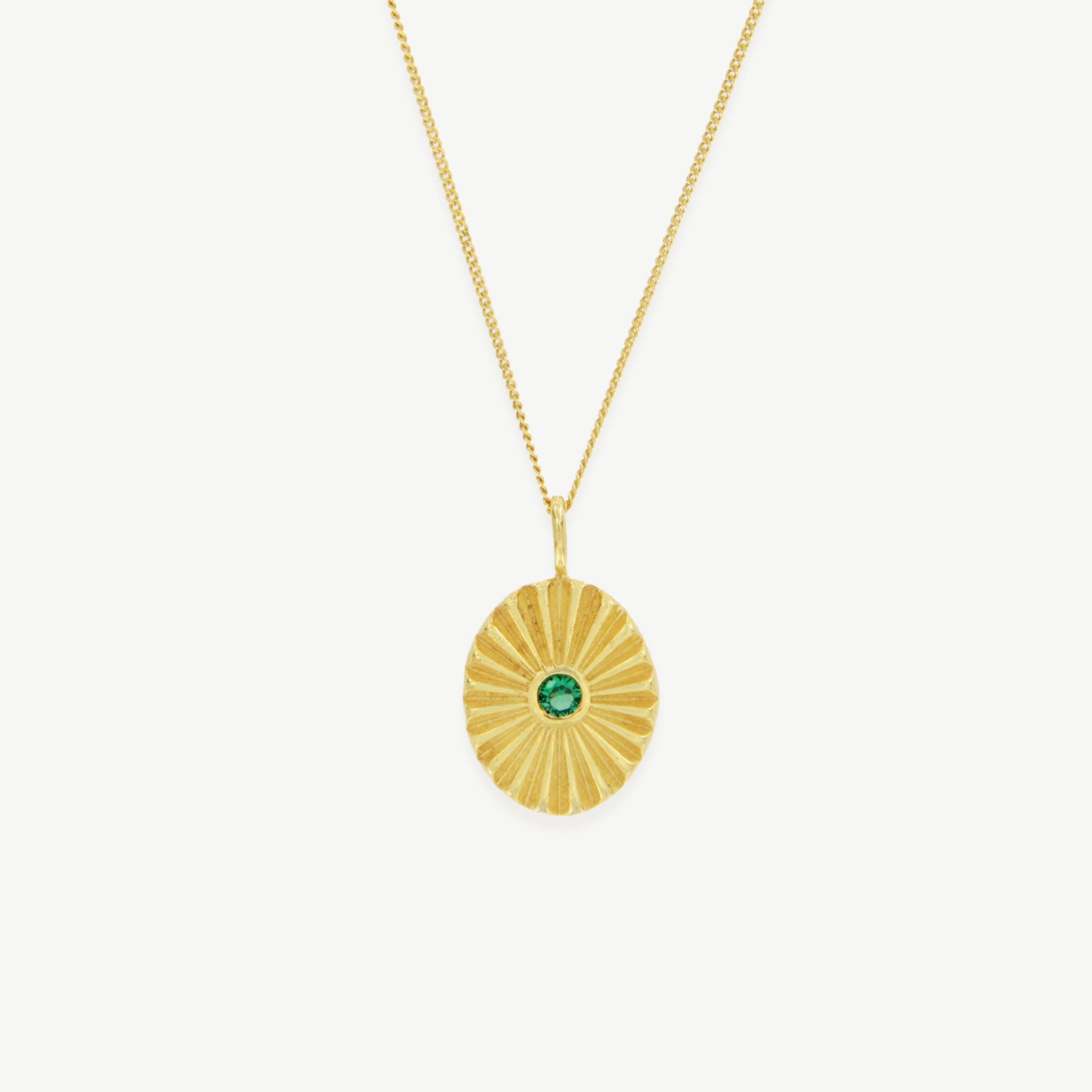 Colar dourado com pendente em prata 925 com banho de ouro 18K e zircónia verde