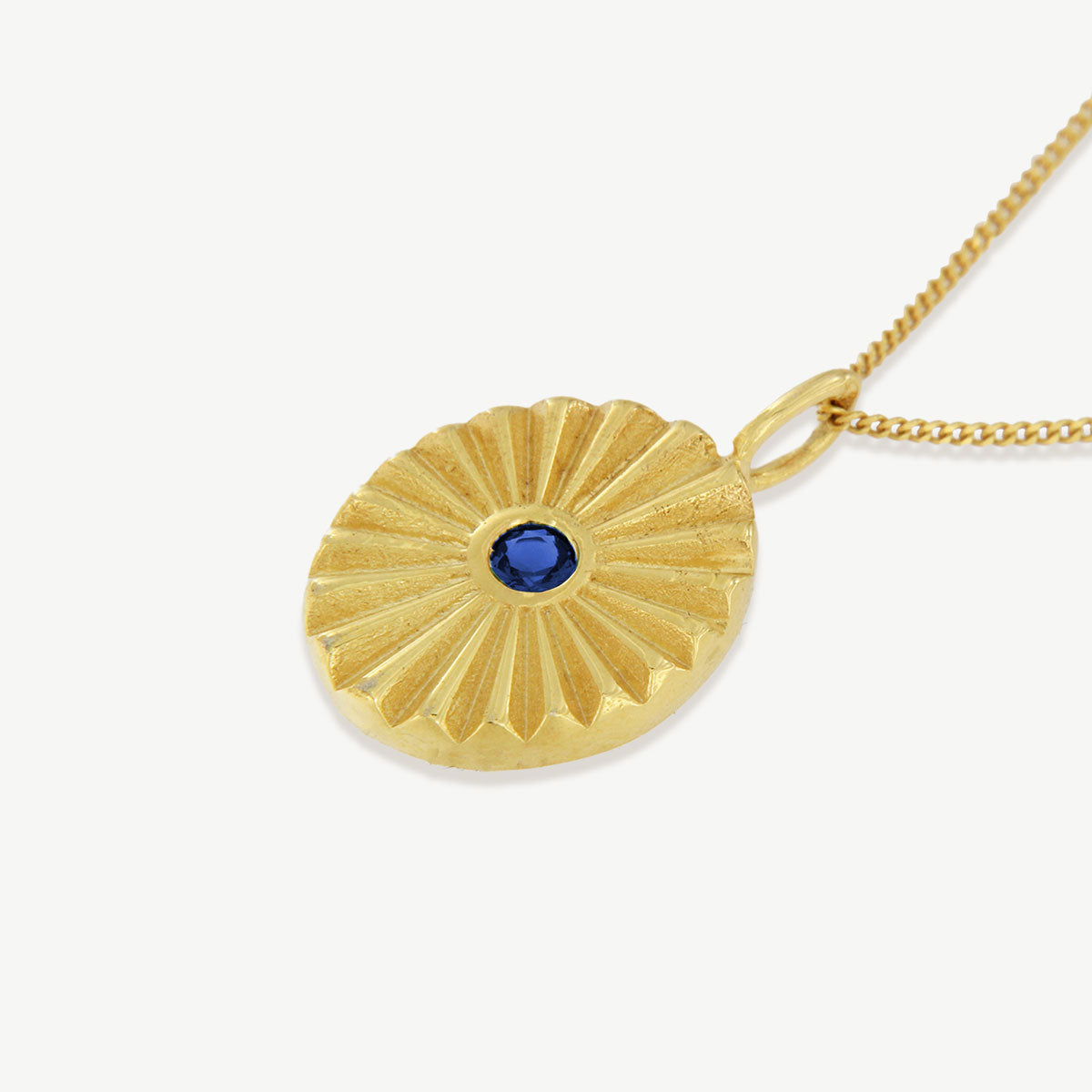 Colar dourado com pendente em prata 925 com banho de ouro 18K e zircónia azul