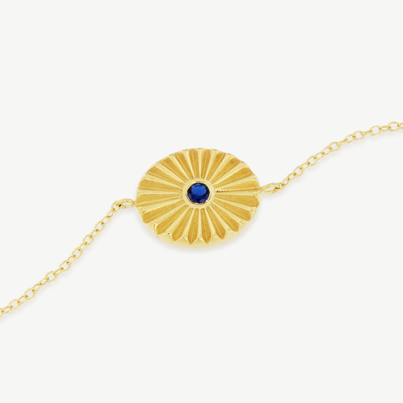 Pulseira dourada em prata 925 com banho de ouro e zircónia azul